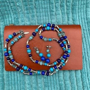 Avenue Trend Blend Jewelry Set Necklace and earrings Blue Multicolor
